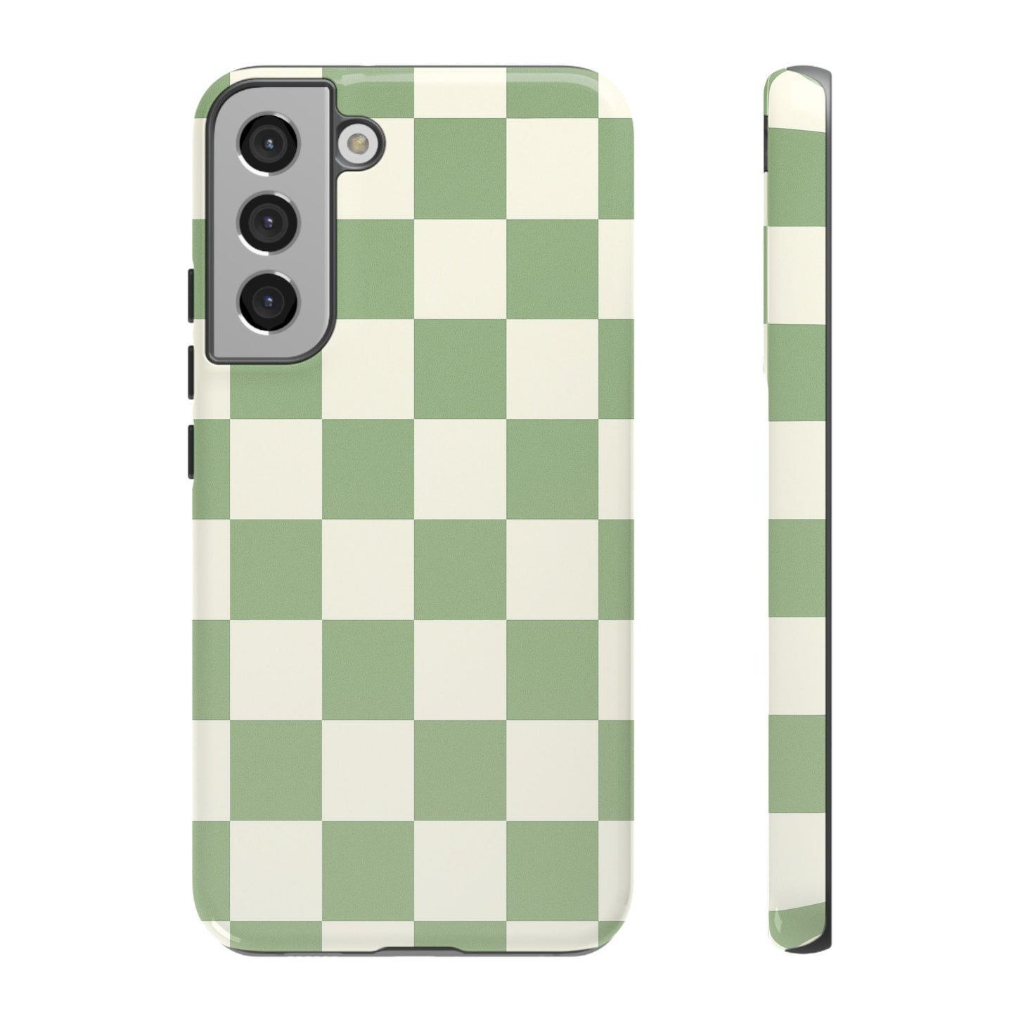 Sage Green Checkerboard Phone Case | Minimal Aesthetic Tough Case