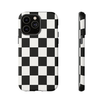 Black & White Checkerboard Phone Case – Classic Aesthetic Tough Protective Case for Iphone, Samsung Galaxy and Pixel