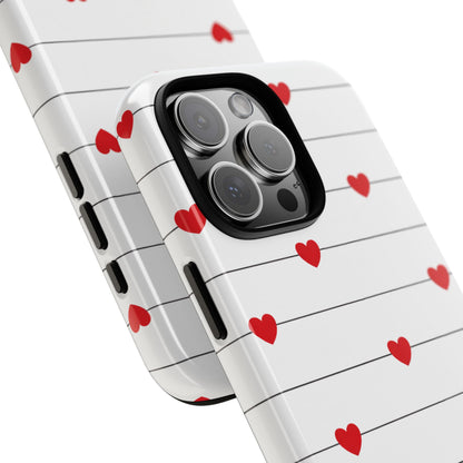 Red Heart Stripe iPhone Case | Tough Shockproof Love Aesthetic Cover