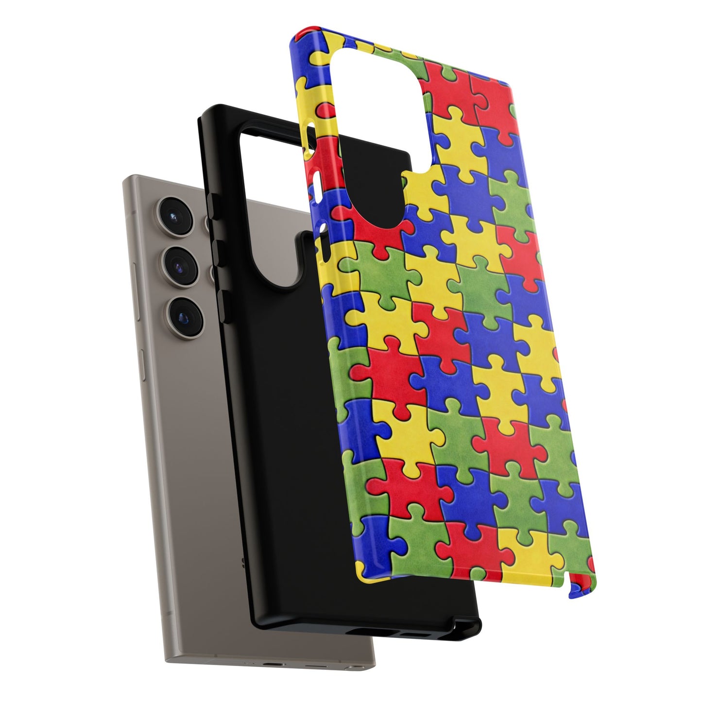 Colorful Puzzle Phone Case, Autism Awareness Jigsaw Design, Tough Protective Case, iPhone & Samsung Case, Vibrant Puzzle Pattern