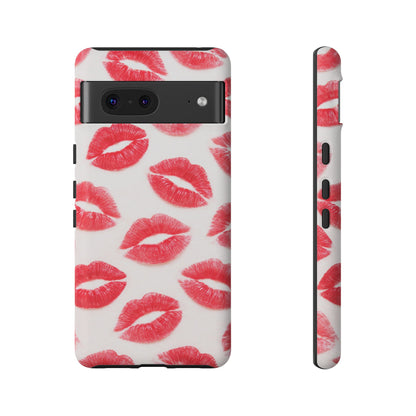 Red Lipstick Kiss Phone Case – Sexy Lip Print Pattern Tough Protective Cover