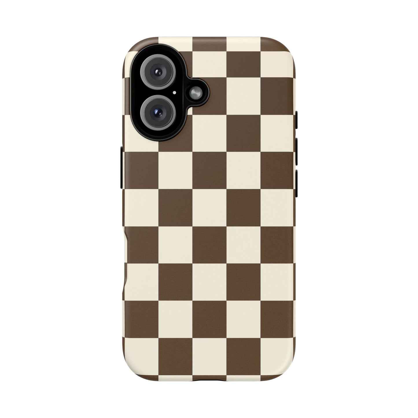 Mocha Checkerboard Phone Case | Neutral Aesthetic Checkered iPhone & Samsung Tough Case