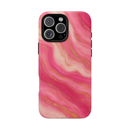 Pink Marble Phone Case | Rose Gold Swirl Aesthetic Tough Protective Case