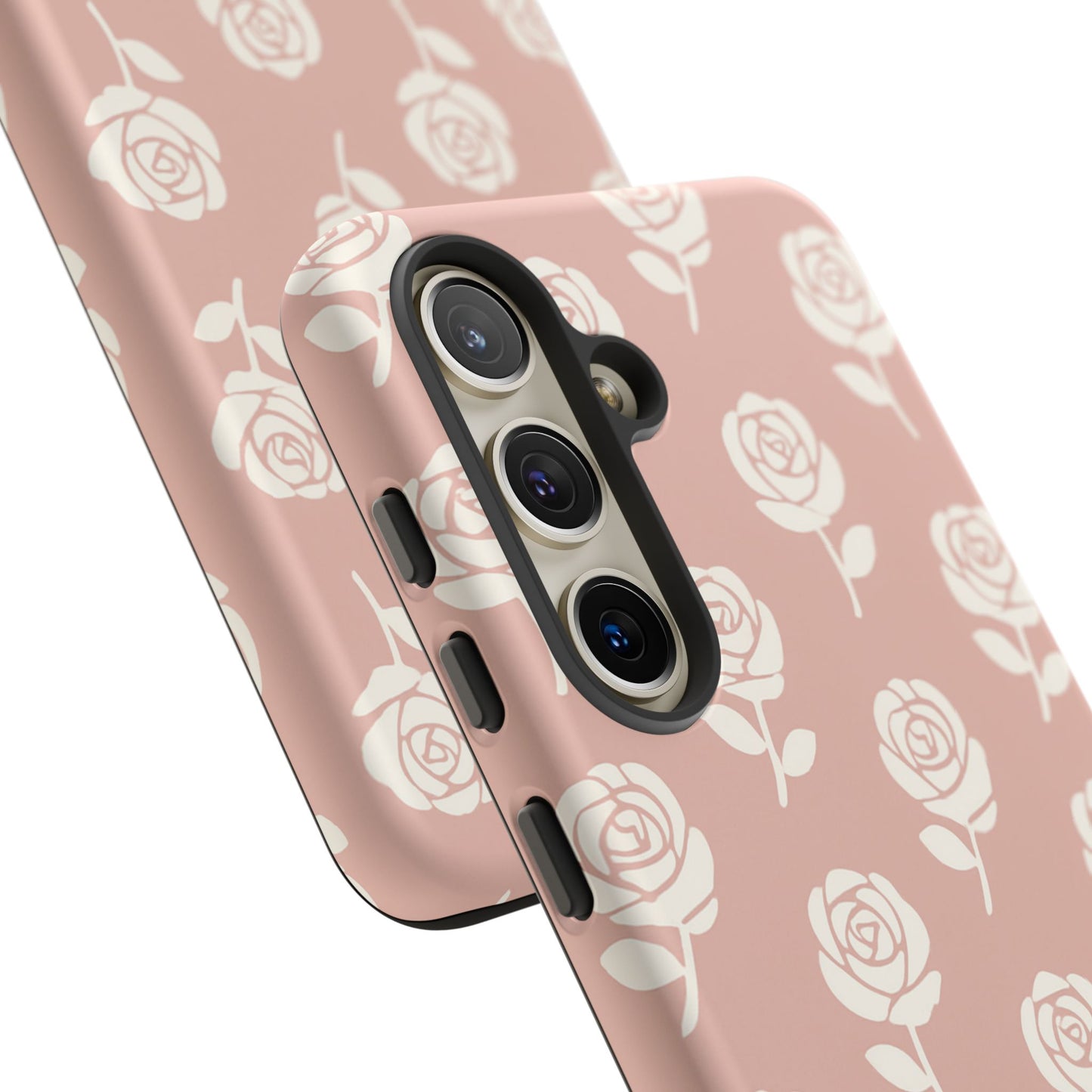 White Rose Pattern Tough Phone Case | Elegant Floral Aesthetic Case for Iphone, Samsung Galaxy and Pixel