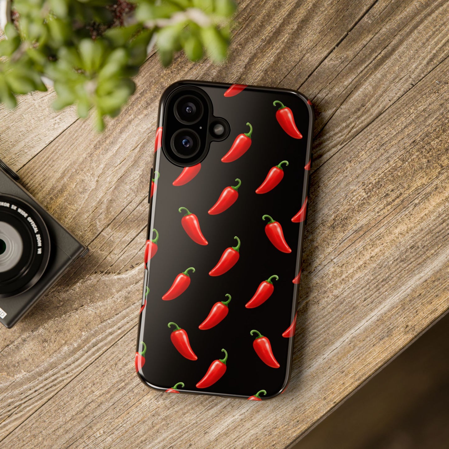 Spicy Chili Pepper Phone Case – Black Cute Hot Pepper Tough Cover for Iphone, Samsung Galaxy and Pixel