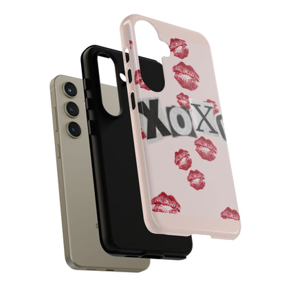 XOXO Kiss Print Phone Case | Coquette Valentine Aesthetic | Cute Pink Lipstick Kiss Tough Case for iPhone & Samsung