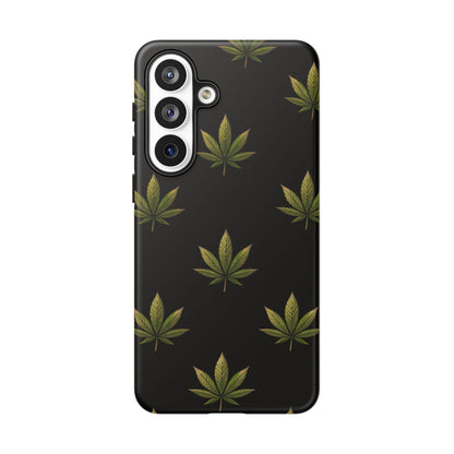 Cannabis Leaf Phone Case Green Weed Leaf Pattern Tough Protective Cover
