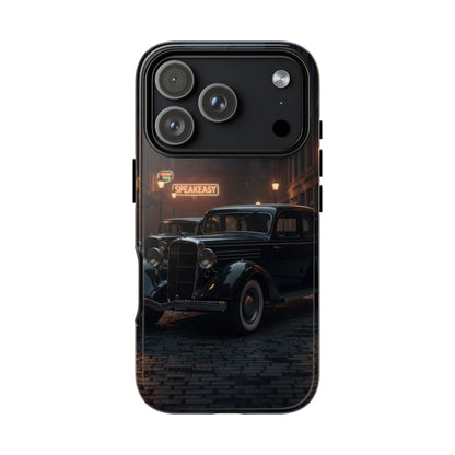 Vintage Classic Car Phone Case | Retro Noir Aesthetic | 1930s Street Scene Tough Case for iPhone & Samsung