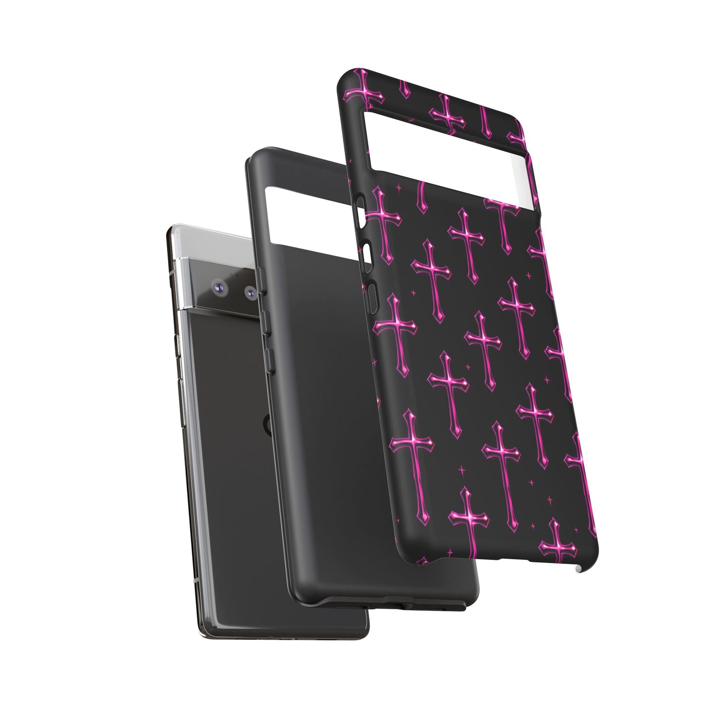 Neon Pink Cross Pattern Phone Case | Tough Protective Case for Iphone, Samsung Galaxy and Pixel
