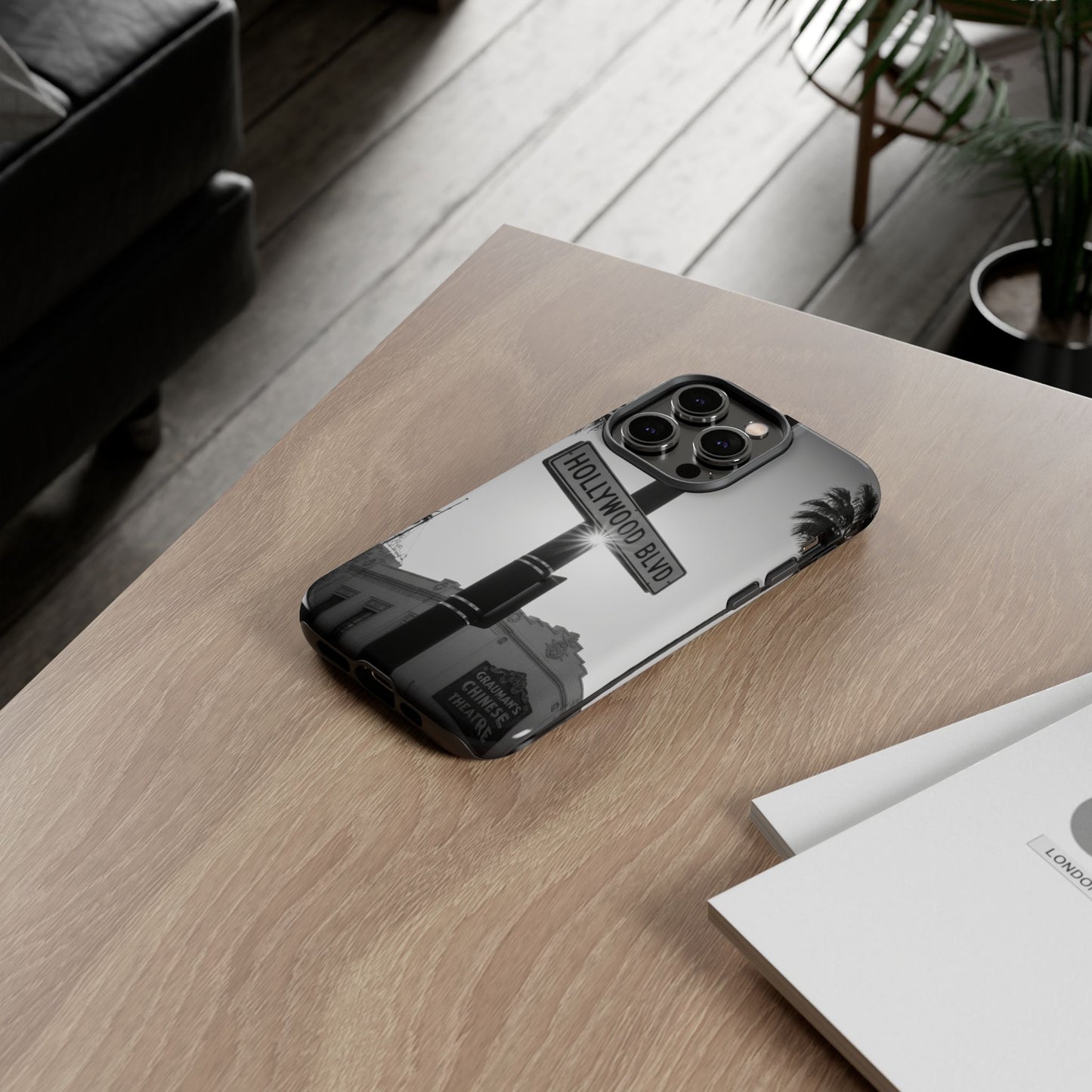 Hollywood Blvd Phone Case | Vintage Los Angeles Street Sign | Black & White LA Aesthetic