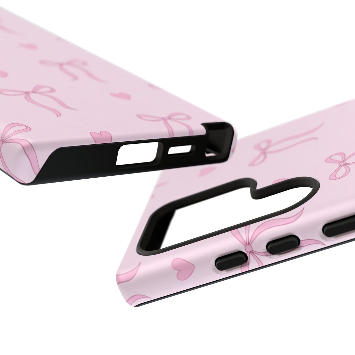 Pink Bow Heart Aesthetic Phone Case – Coquette Cute Tough Cover