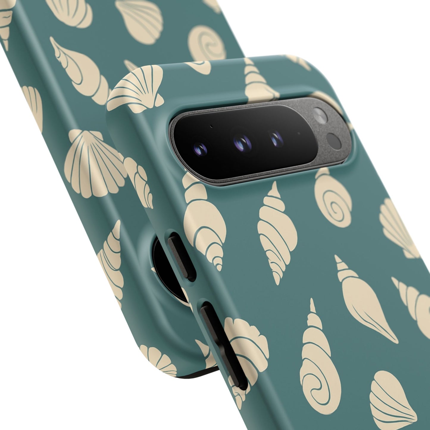 Seashell Pattern Phone Case | Teal Coastal Shells Tough Case for Iphone, Samsung Galaxy and Pixel