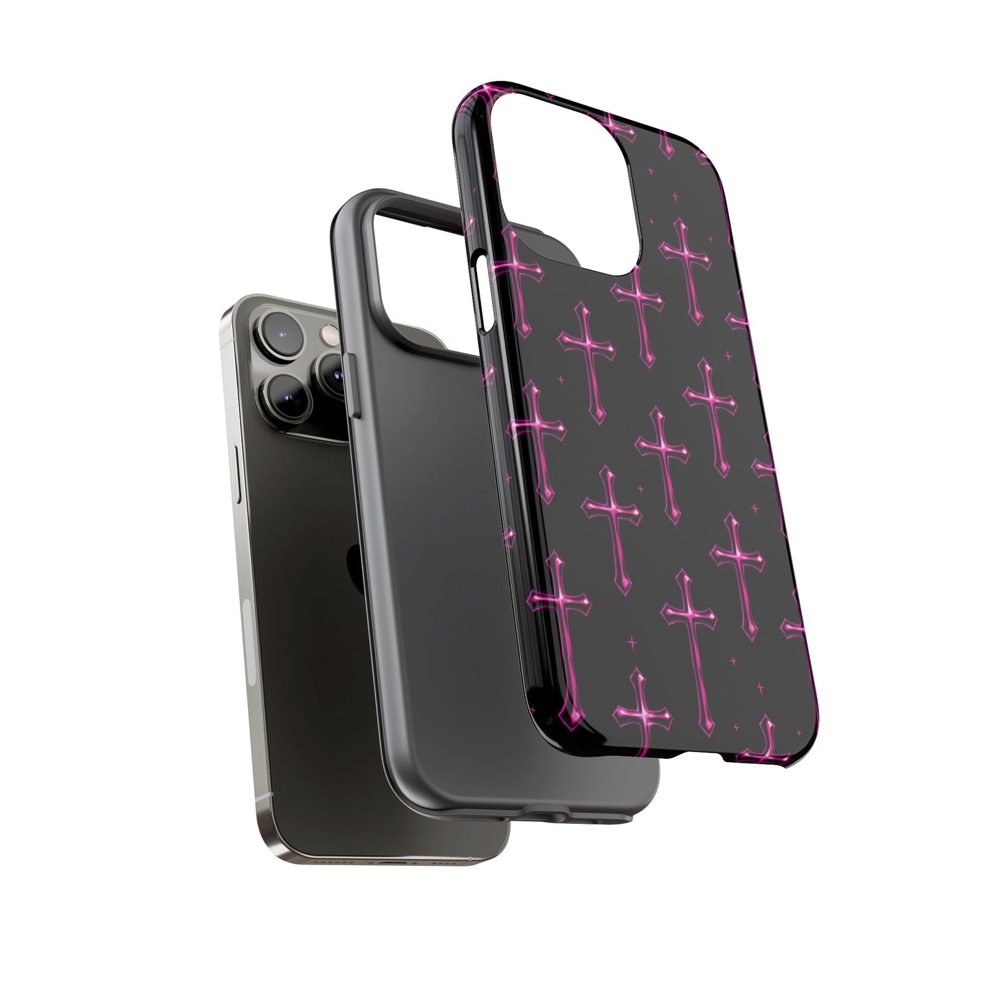 Neon Pink Cross Pattern Phone Case | Tough Protective Case for Iphone, Samsung Galaxy and Pixel