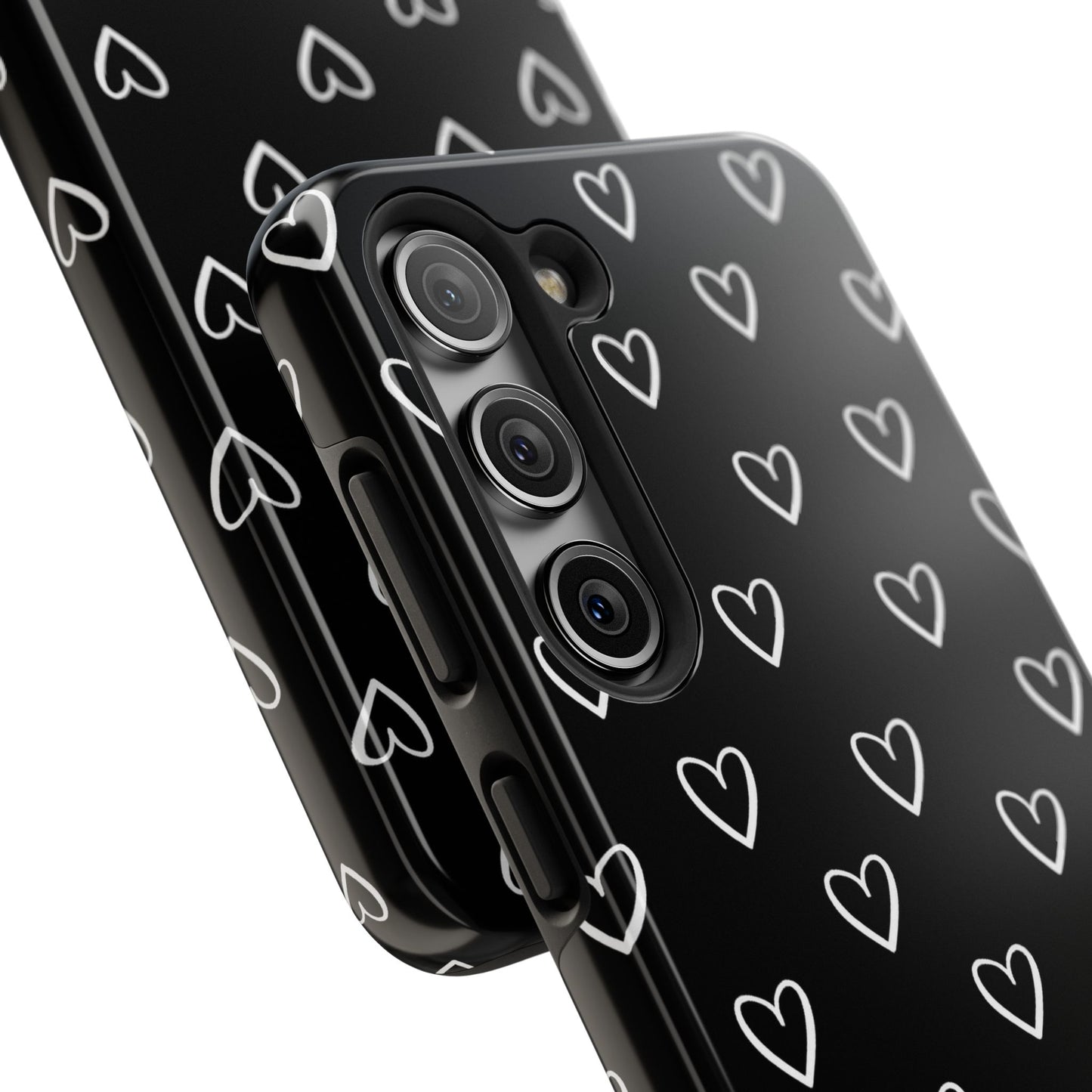 Doodle Heart Phone Case – Minimal Black & White Heart Pattern | Tough Protective Case