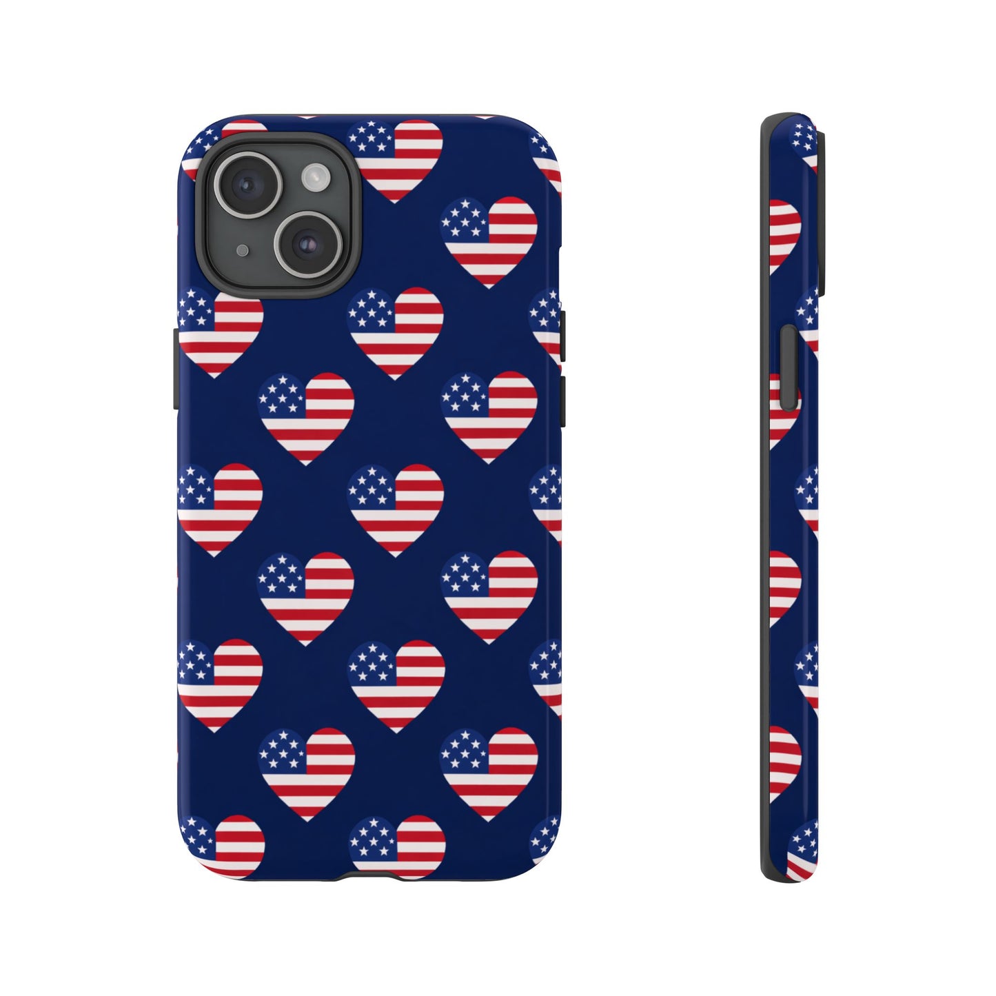 Patriotic American Flag Heart Phone Case – Tough Shockproof, USA Stars & Stripes for Iphone, Samsung Galaxy and Pixel