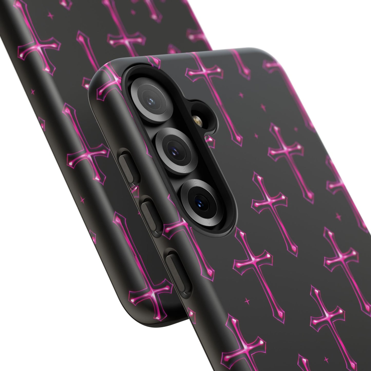 Neon Pink Cross Pattern Phone Case | Tough Protective Case for Iphone, Samsung Galaxy and Pixel