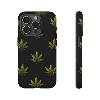 Cannabis Leaf Phone Case Green Weed Leaf Pattern Tough Protective Cover