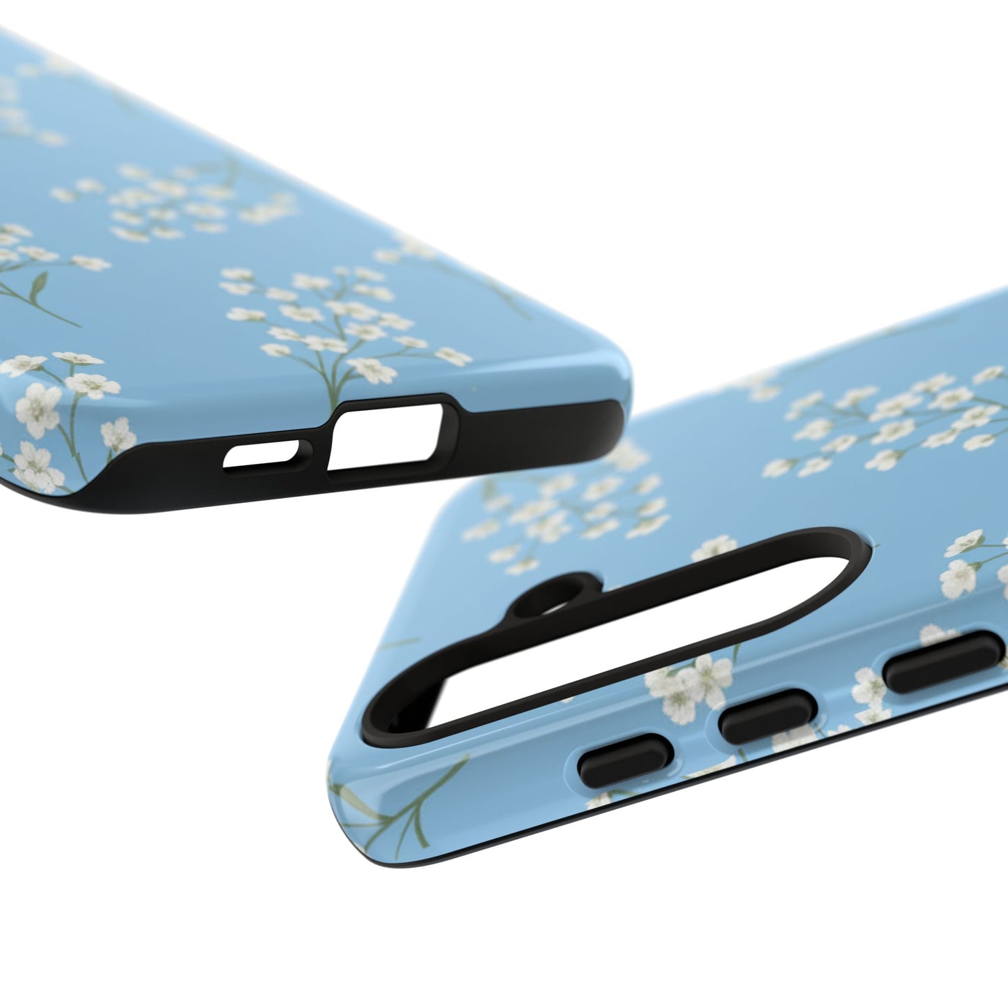 Baby’s Breath Floral Phone Case – Blue Minimal Flower Aesthetic Tough Case