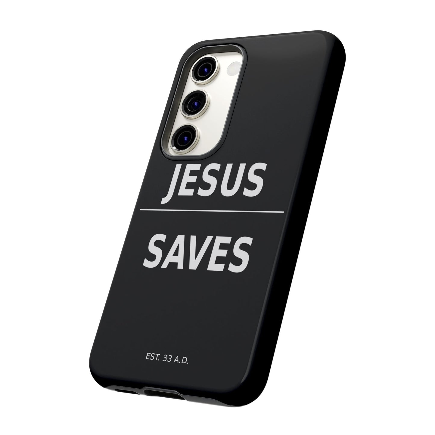Jesus Saves Phone Case Christian Religious Minimalist Black Tough Cover