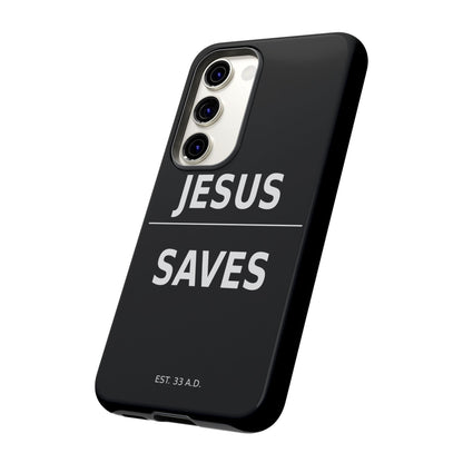 Jesus Saves Phone Case Christian Religious Minimalist Black Tough Cover