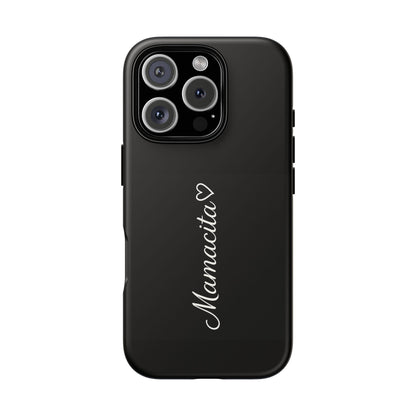 Mamacita Script Phone Case | Minimal Black Tough Case | Sleek Aesthetic Cover