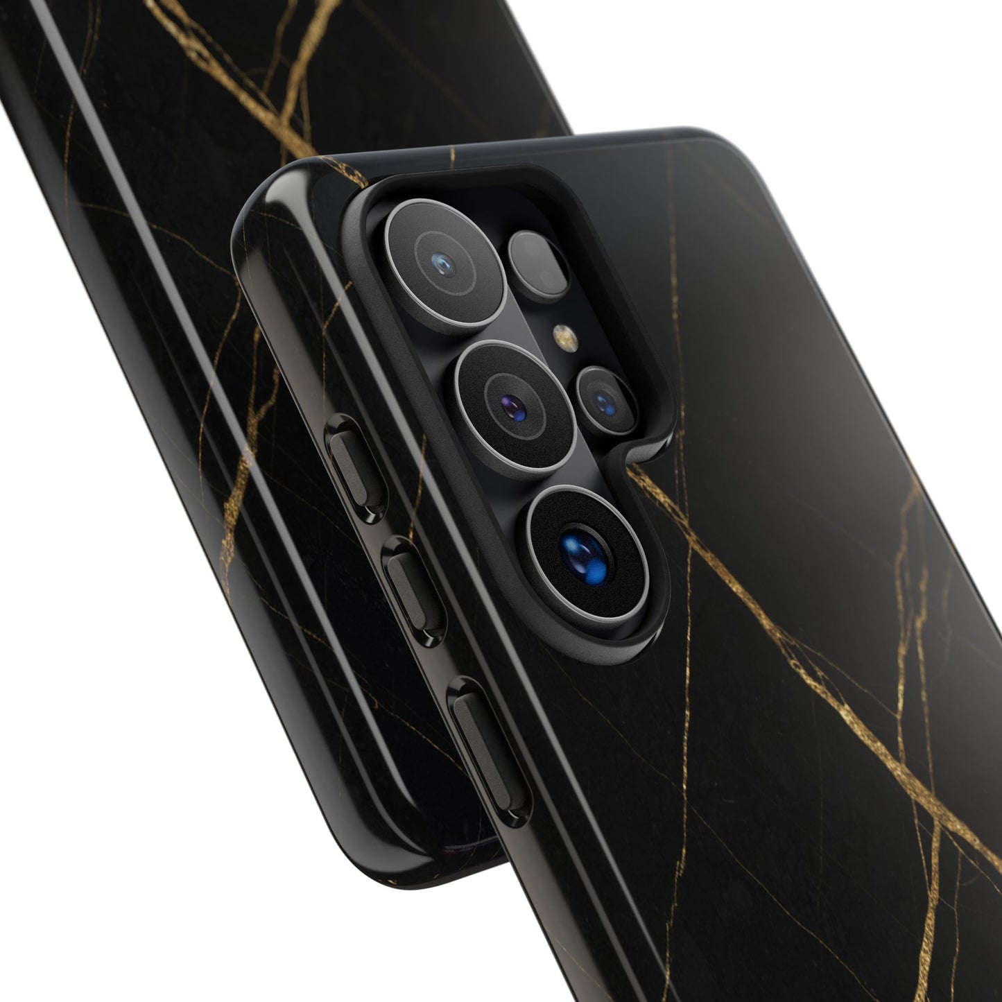 Black Marble Phone Case with Gold Veins – Luxury Minimal Aesthetic Tough Case