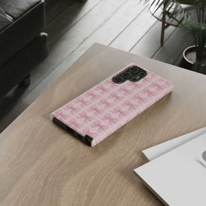 Pink Bow Pattern Phone Case – Soft Coquette Aesthetic Tough Case