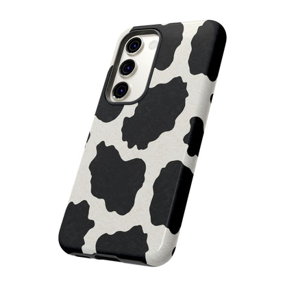 Black & White Cow Print Phone Case | Western Aesthetic iPhone & Samsung Tough Case