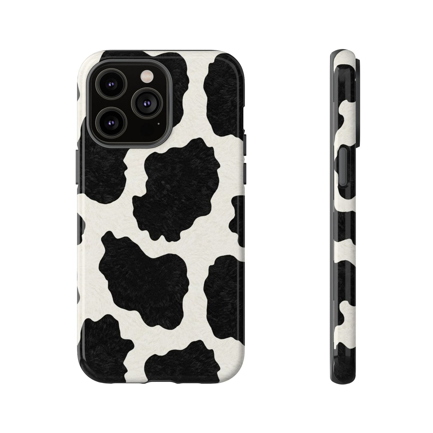 Black & White Cow Print Phone Case | Western Aesthetic iPhone & Samsung Tough Case
