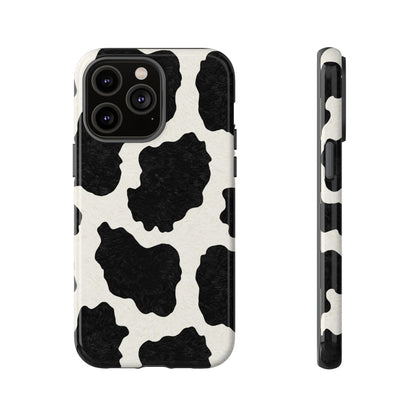 Black & White Cow Print Phone Case | Western Aesthetic iPhone & Samsung Tough Case