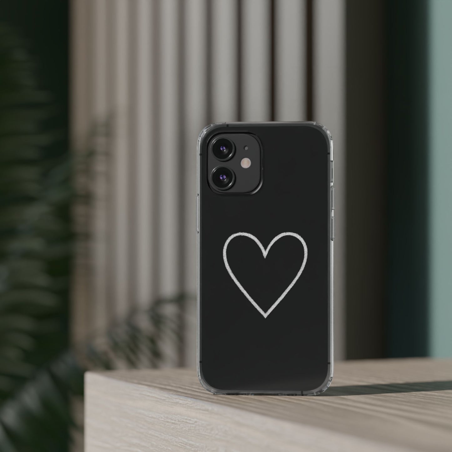 Minimal Hand-Drawn Heart Clear Phone Case | Aesthetic Clear Protective Case