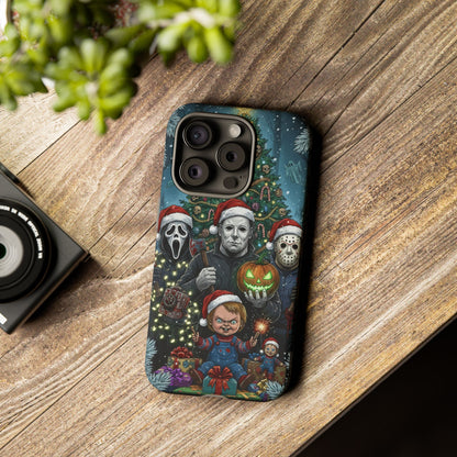 Christmas Horror Phone Case – Festive Slasher Collage Tough Case (iPhone, Samsung, Pixel)