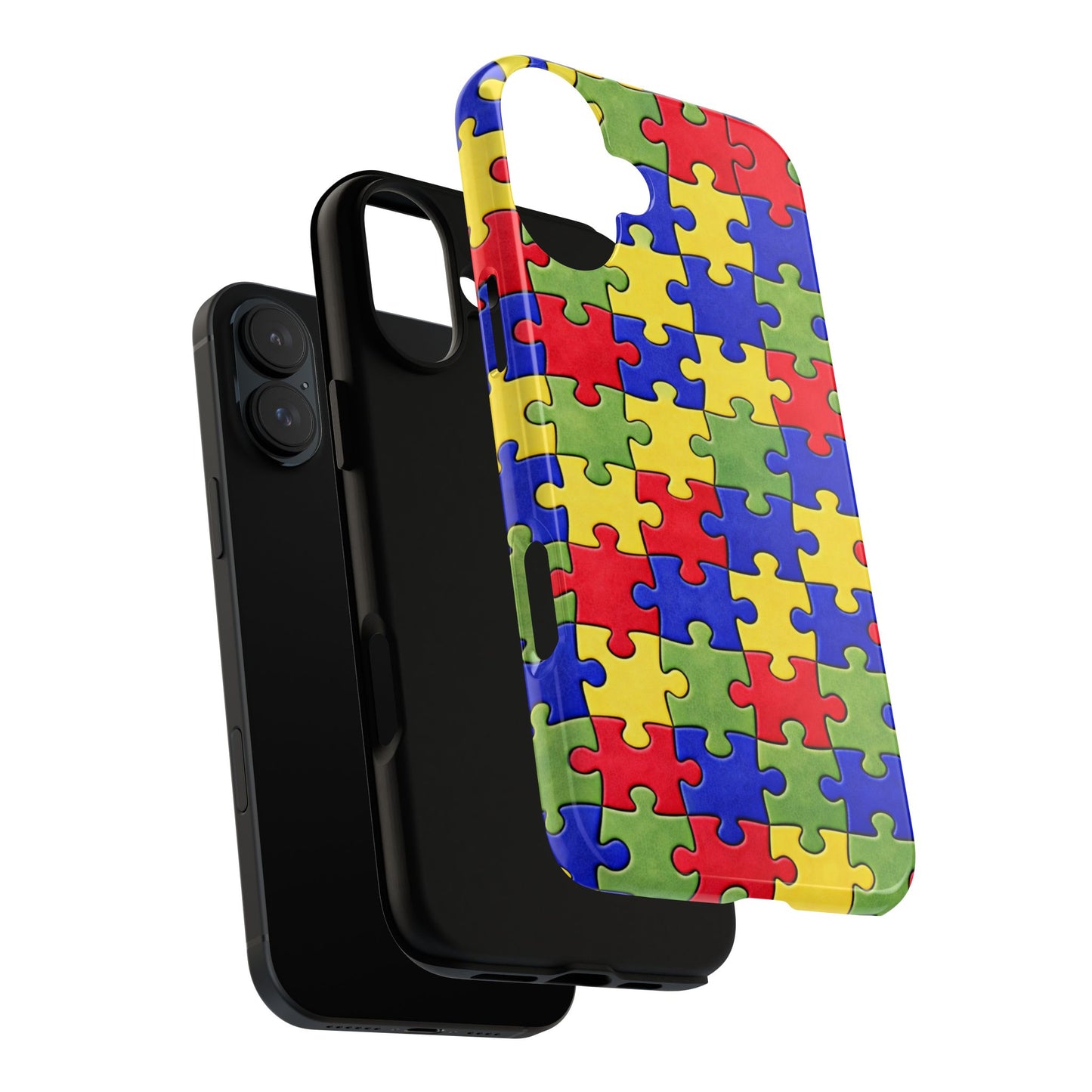 Colorful Puzzle Phone Case, Autism Awareness Jigsaw Design, Tough Protective Case, iPhone & Samsung Case, Vibrant Puzzle Pattern