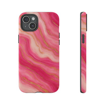 Pink Marble Phone Case | Rose Gold Swirl Aesthetic Tough Protective Case