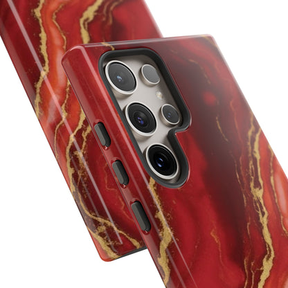 Red Agate Marble Phone Case – Gold Vein Luxury Stone Tough Case (iPhone, Samsung, Pixel)