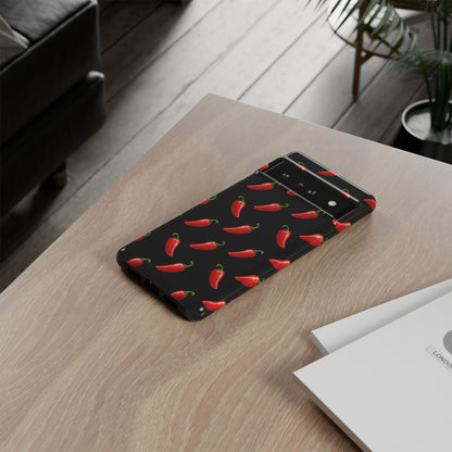 Spicy Chili Pepper Phone Case – Black Cute Hot Pepper Tough Cover for Iphone, Samsung Galaxy and Pixel