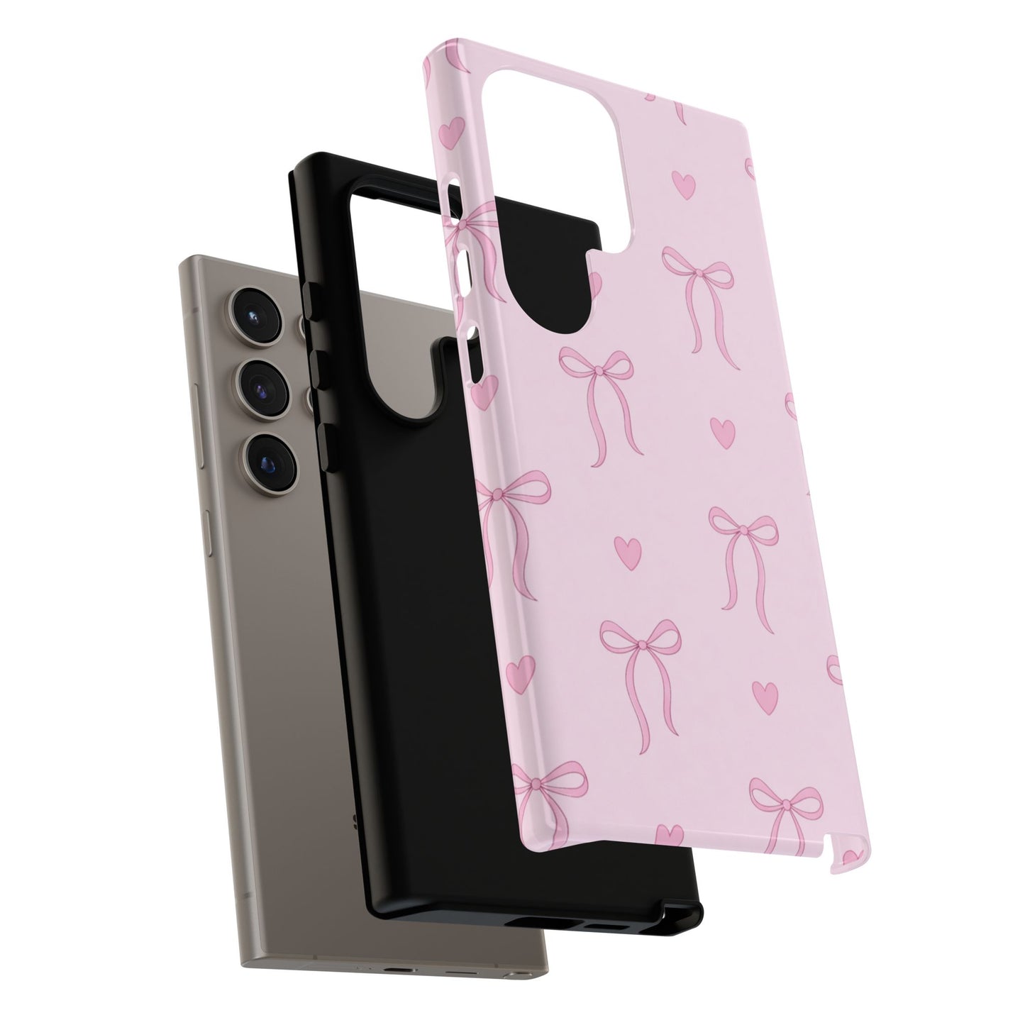 Pink Bow Heart Aesthetic Phone Case – Coquette Cute Tough Cover