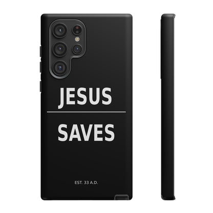 Jesus Saves Phone Case Christian Religious Minimalist Black Tough Cover