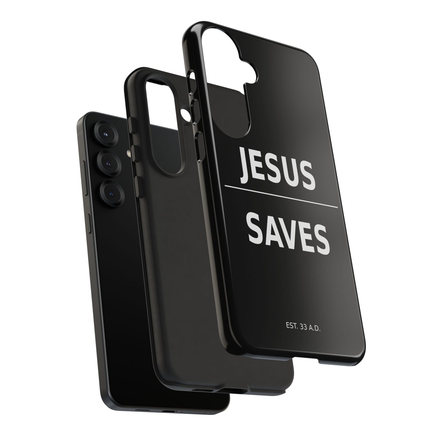 Jesus Saves Phone Case Christian Religious Minimalist Black Tough Cover