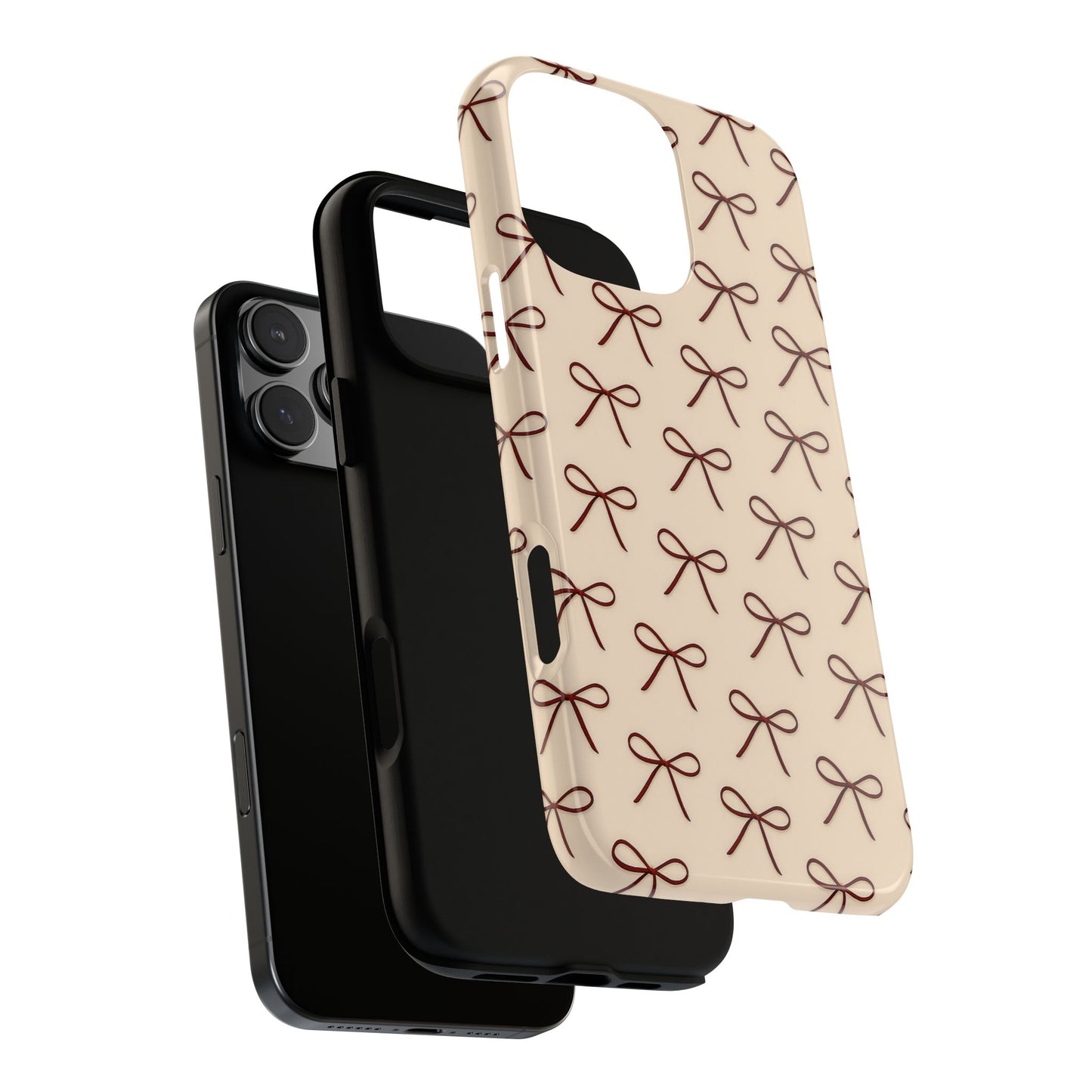 Coquette Bow Phone Case | Neutral Beige Aesthetic iPhone & Samsung Tough Case