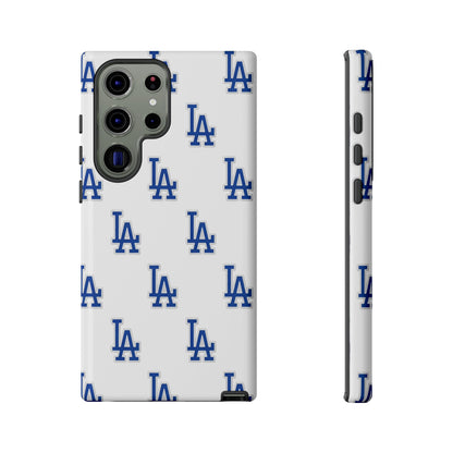 Blue LA Monogram Pattern Phone Case | Minimal Baseball Inspired Tough Cover
