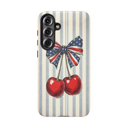 Patriotic Cherry Phone Case Americana Coquette Aesthetic iPhone Samsung