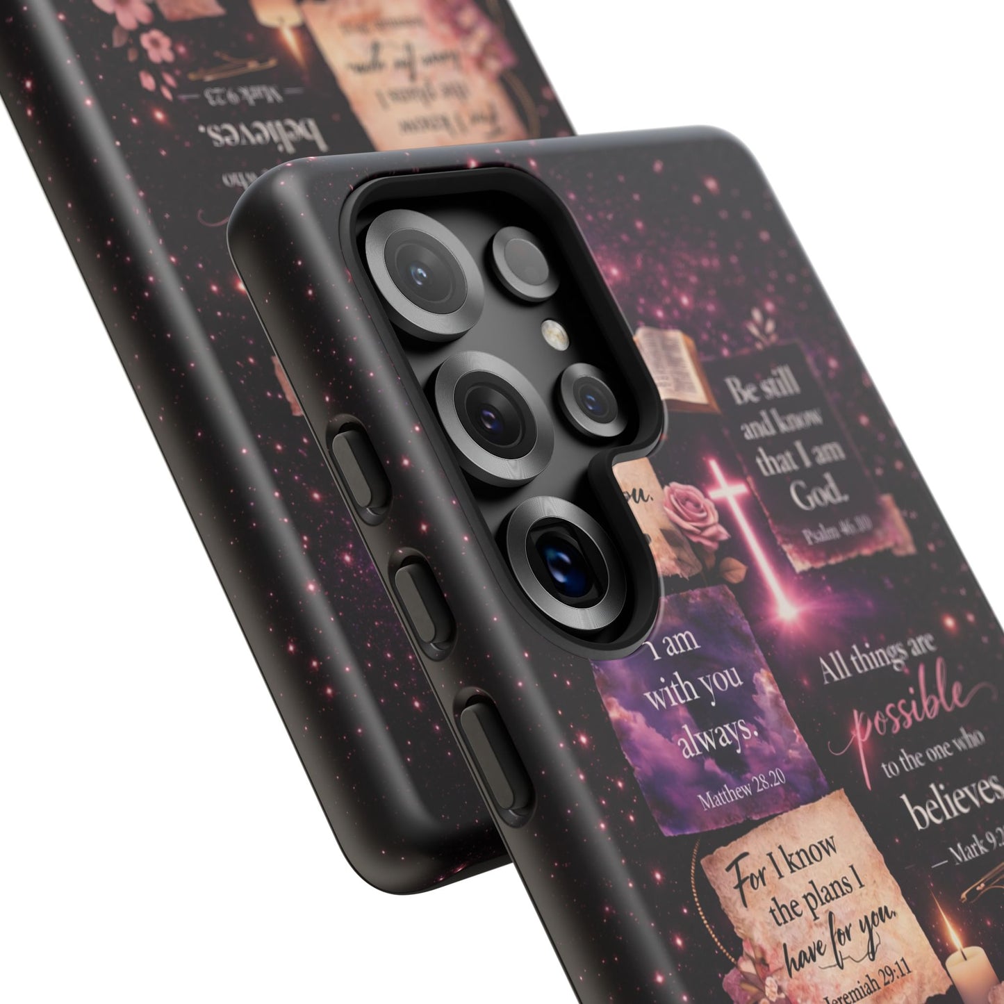 Christian Bible Verse Phone Case Pink Floral Faith Tough Protective Cover Gift