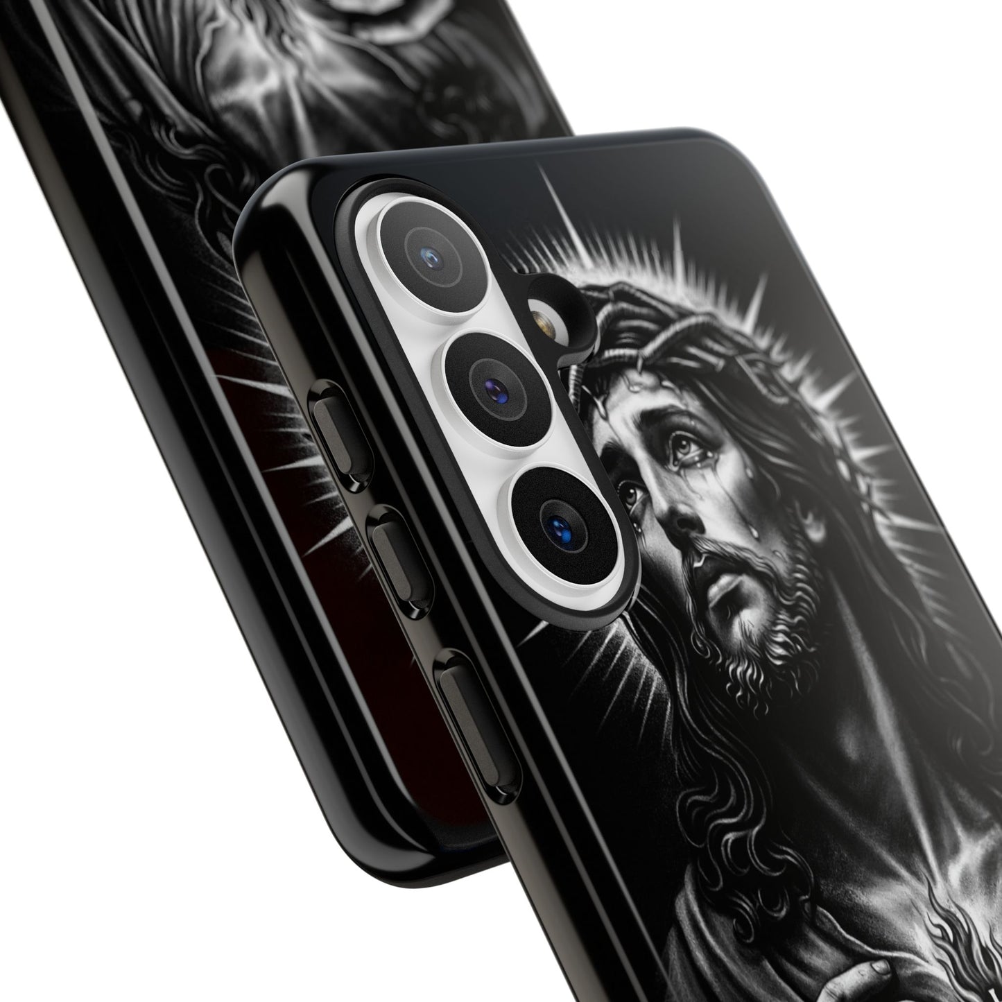 Jesus Sacred Heart Phone Case Black White Christian Faith Aesthetic