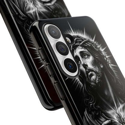 Jesus Sacred Heart Phone Case Black White Christian Faith Aesthetic