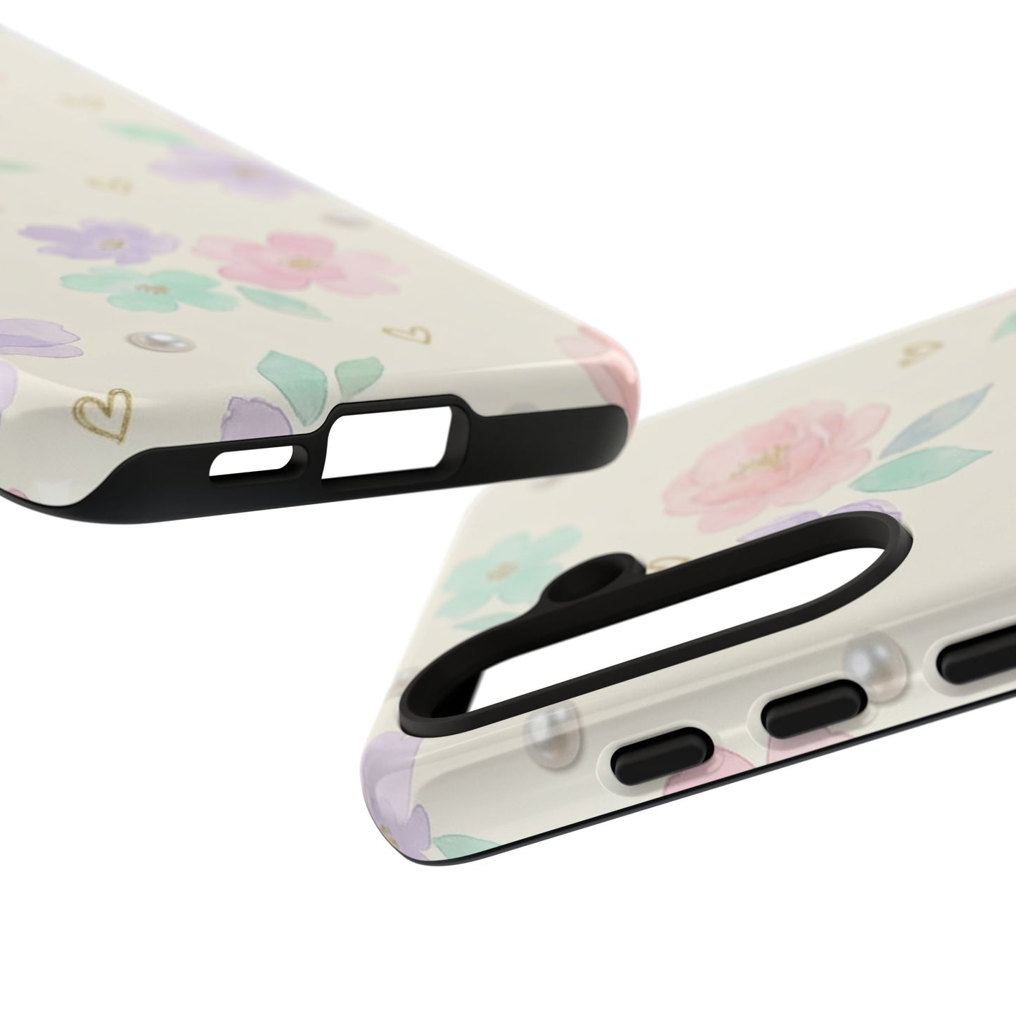 Pastel Floral Phone Case – Coquette Watercolor Flower Hearts Tough Case (iPhone, Samsung, Pixel)