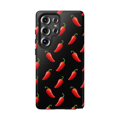Spicy Chili Pepper Phone Case – Black Cute Hot Pepper Tough Cover for Iphone, Samsung Galaxy and Pixel