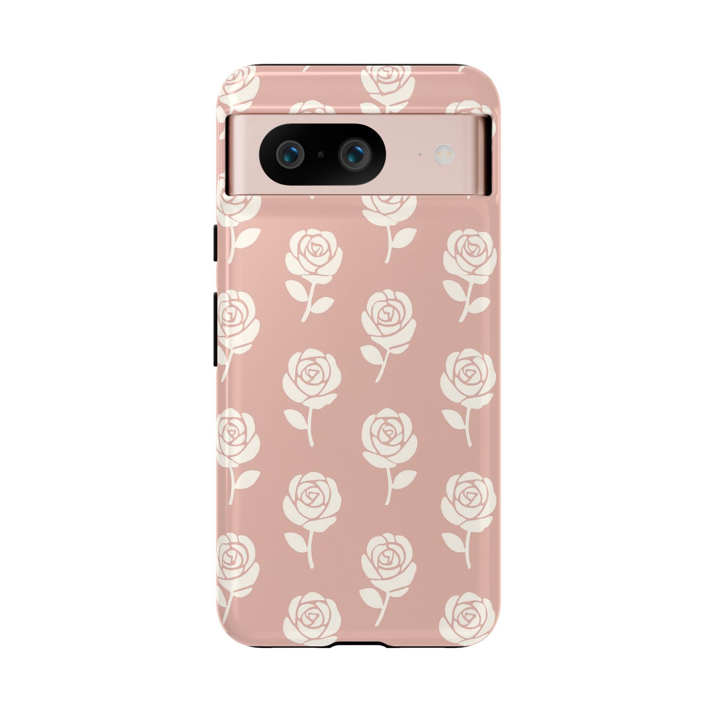 White Rose Pattern Tough Phone Case | Elegant Floral Aesthetic Case for Iphone, Samsung Galaxy and Pixel