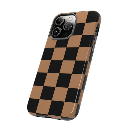Brown Checkered Phone Case | Aesthetic Checkerboard iPhone & Samsung Tough Case