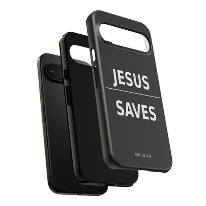Jesus Saves Phone Case Christian Religious Minimalist Black Tough Cover